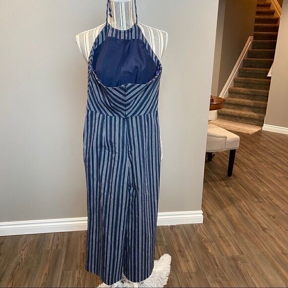 Intermix Navy Striped culotte Jumpsuit size 0 - Picture 5 of 9